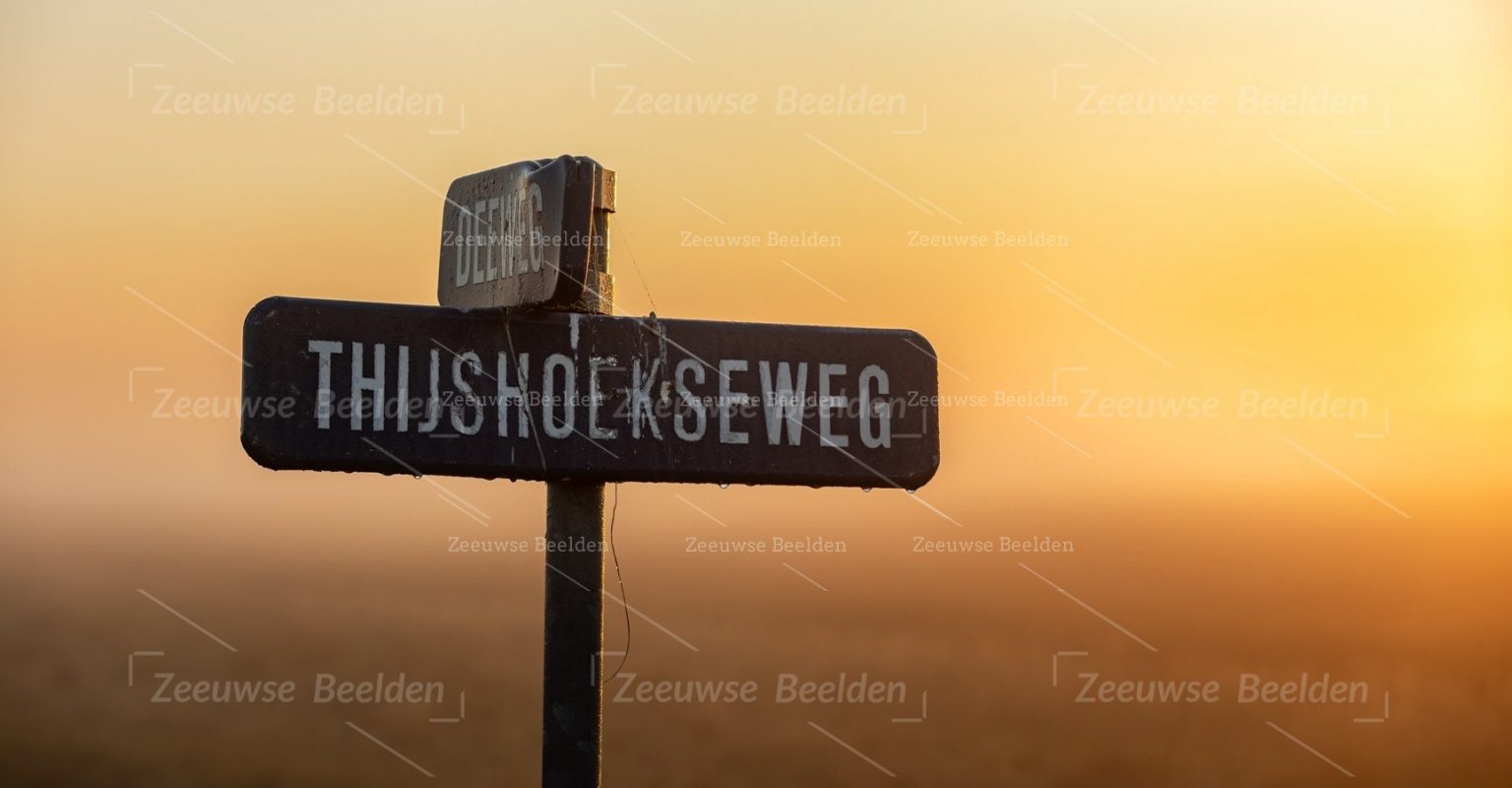 Panoramafoto straatnaambordjes met in het ochtendlicht